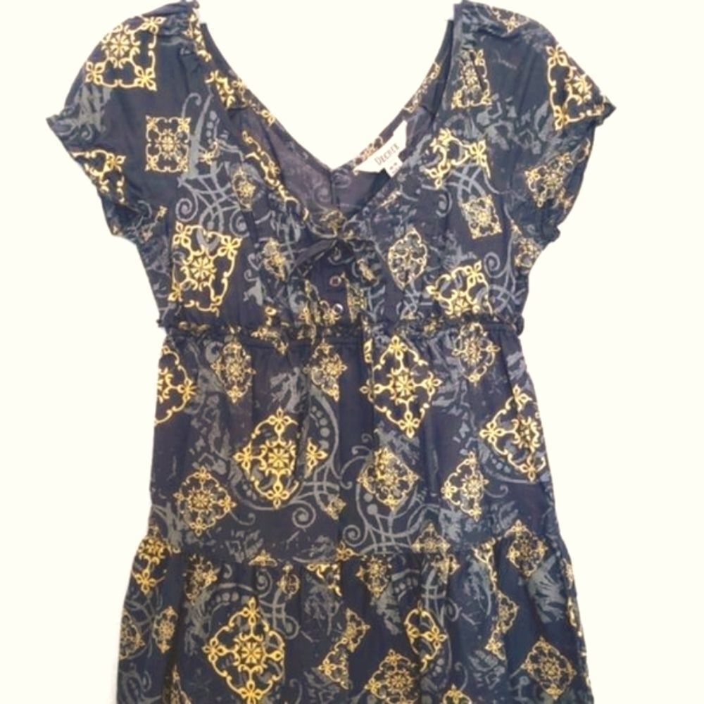 DECREE (MACY'S) SMOCKED WAIST BOHO, FESTIVAL, HIPPIE, COTTAGCORE BLOUSE SIZE M